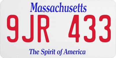 MA license plate 9JR433