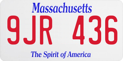 MA license plate 9JR436