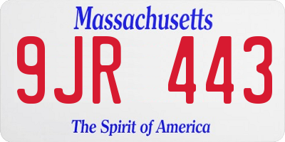 MA license plate 9JR443
