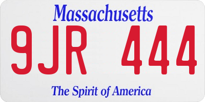 MA license plate 9JR444
