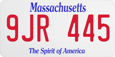 MA license plate 9JR445