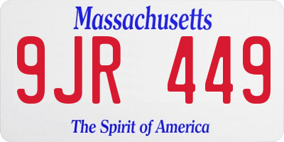 MA license plate 9JR449