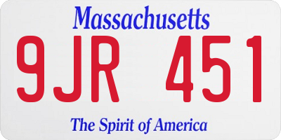 MA license plate 9JR451