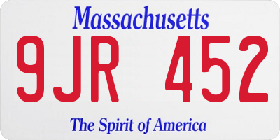 MA license plate 9JR452