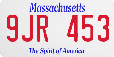 MA license plate 9JR453