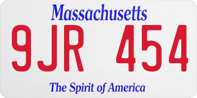 MA license plate 9JR454