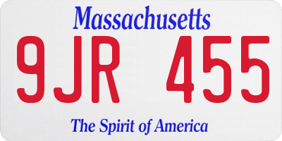 MA license plate 9JR455