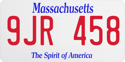 MA license plate 9JR458