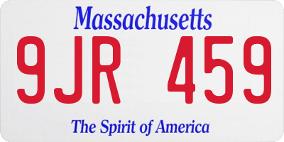 MA license plate 9JR459