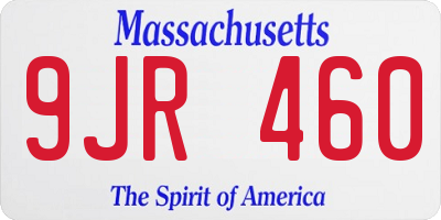 MA license plate 9JR460