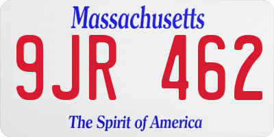 MA license plate 9JR462