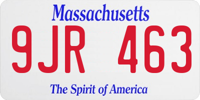 MA license plate 9JR463