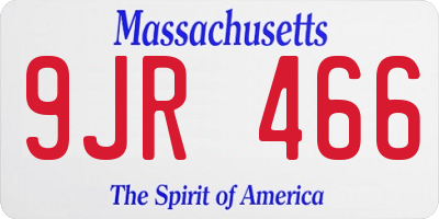 MA license plate 9JR466