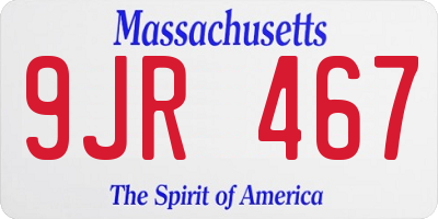 MA license plate 9JR467
