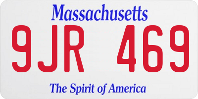 MA license plate 9JR469