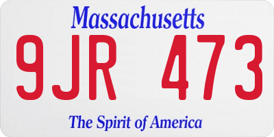 MA license plate 9JR473