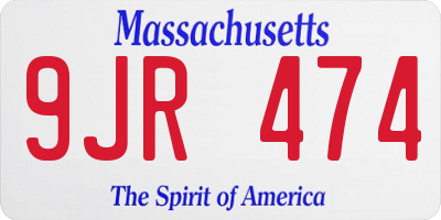 MA license plate 9JR474