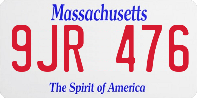 MA license plate 9JR476