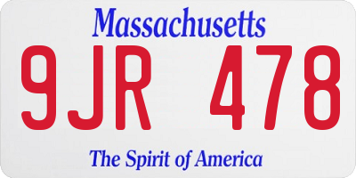 MA license plate 9JR478