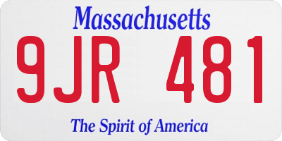 MA license plate 9JR481