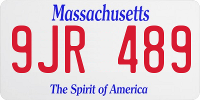 MA license plate 9JR489