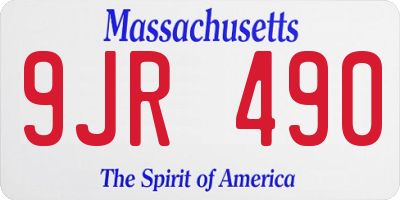 MA license plate 9JR490