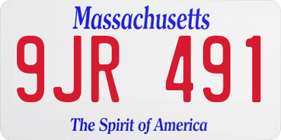 MA license plate 9JR491