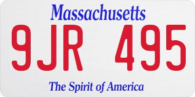 MA license plate 9JR495