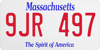 MA license plate 9JR497