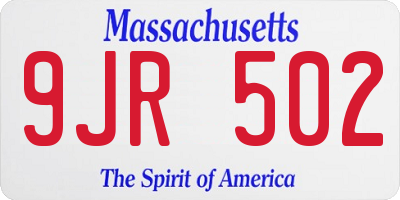 MA license plate 9JR502