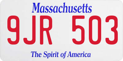 MA license plate 9JR503