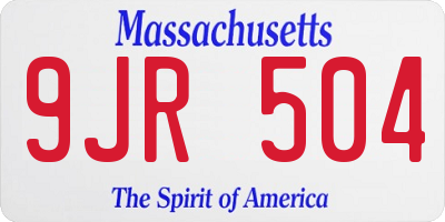 MA license plate 9JR504