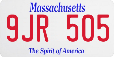 MA license plate 9JR505