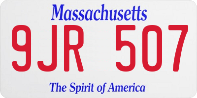MA license plate 9JR507