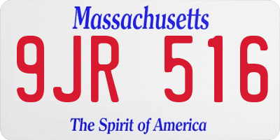 MA license plate 9JR516