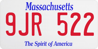 MA license plate 9JR522