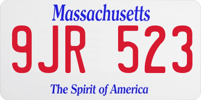 MA license plate 9JR523
