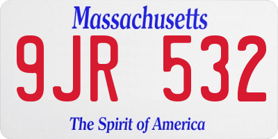 MA license plate 9JR532