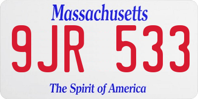 MA license plate 9JR533