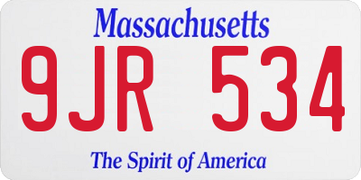 MA license plate 9JR534