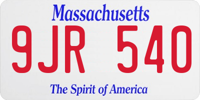 MA license plate 9JR540