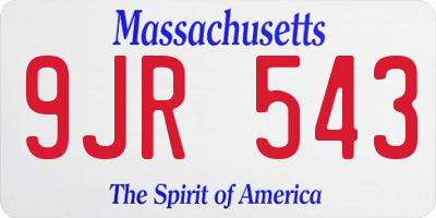MA license plate 9JR543