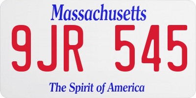 MA license plate 9JR545