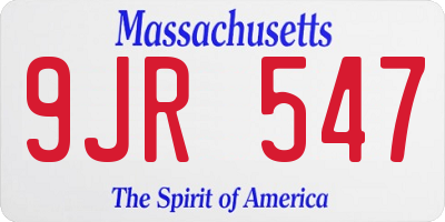 MA license plate 9JR547