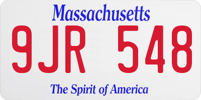 MA license plate 9JR548