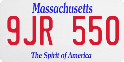 MA license plate 9JR550
