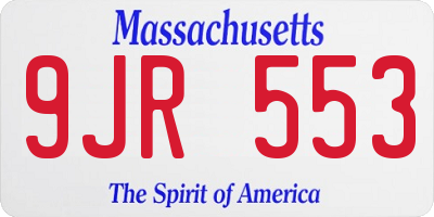 MA license plate 9JR553