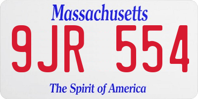 MA license plate 9JR554