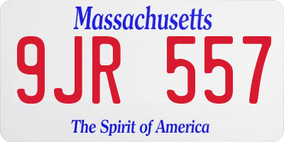 MA license plate 9JR557