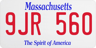 MA license plate 9JR560
